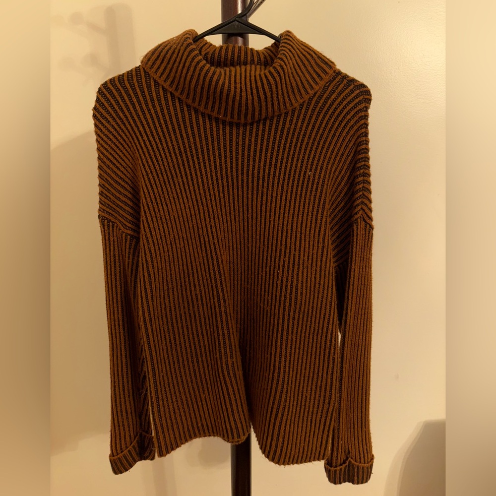 Christopher & Banks Brown Ribbed Turtleneck Sweater